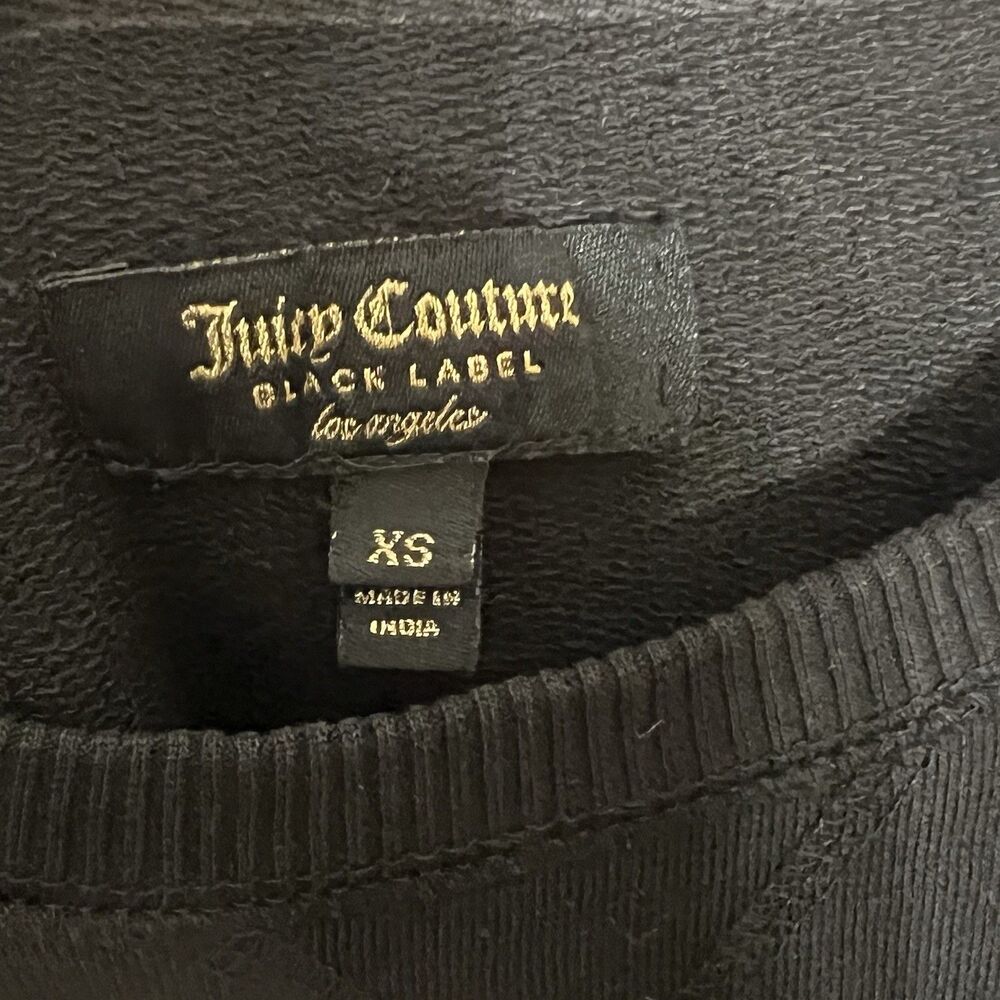 Juicy‎ Couture Women's Black Sweatshirt XS Ruffled Sleeves Grunge Comfy - Picture 4 of 6